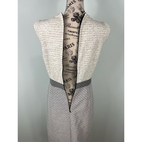 J. Crew White and Gray Dimond Pattern Knee Length Cap Sleeve Dress - Picture 8 of 9